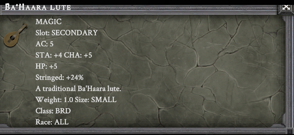 BA'HAARA LUTE item card